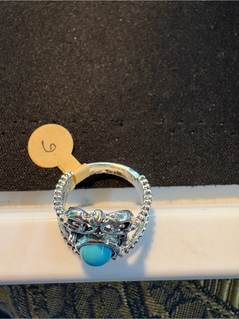 Silver Ring with Turquoise Cabochon - Size 6